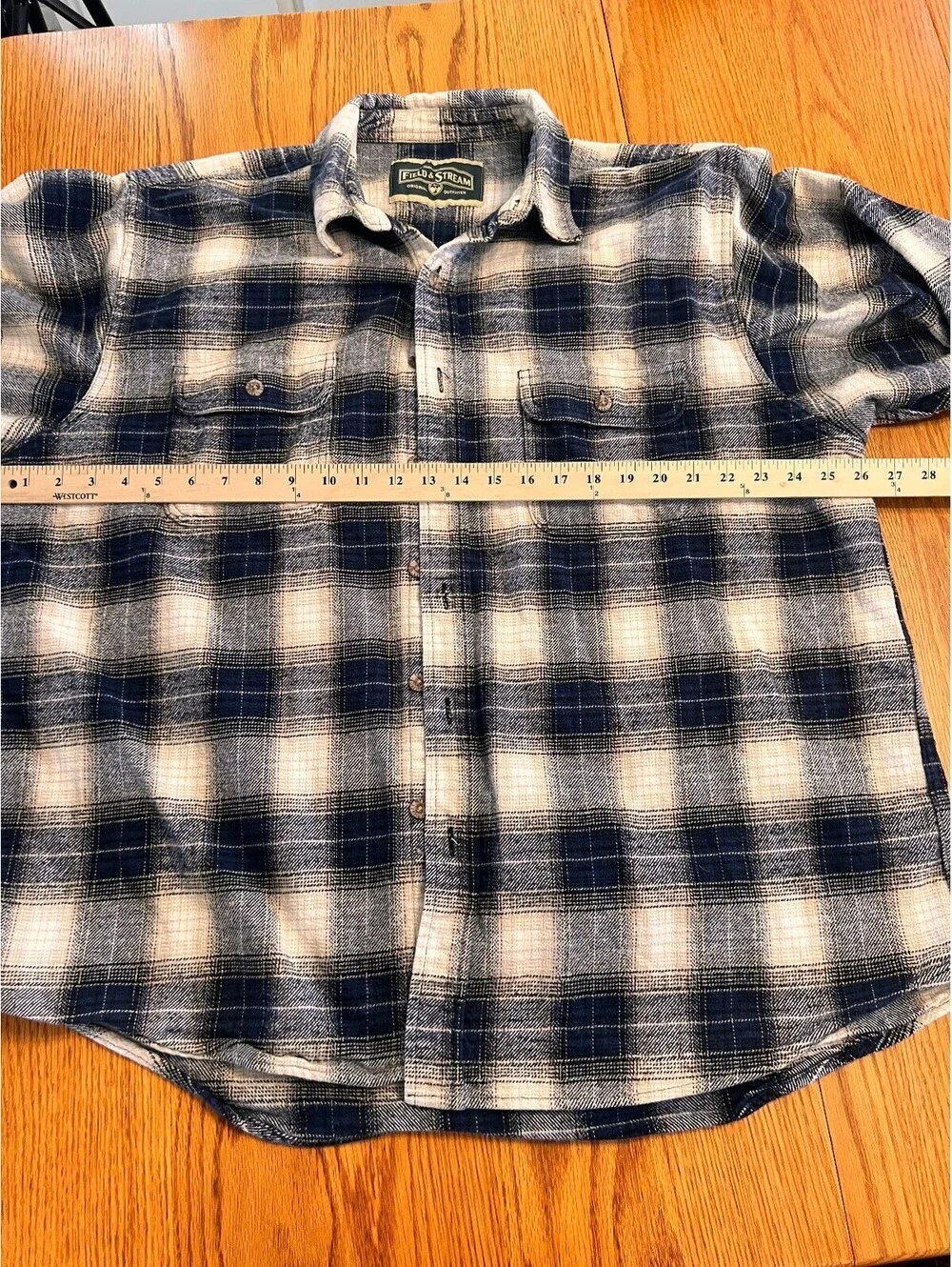 Field & Stream Men's Blue and White Plaid Flannel Shirt